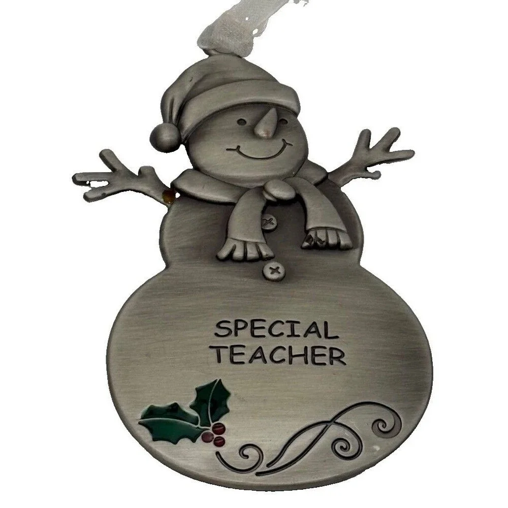 Ganz Special Teacher Snowman Christmas Ornament Metal Holly Holiday Gift